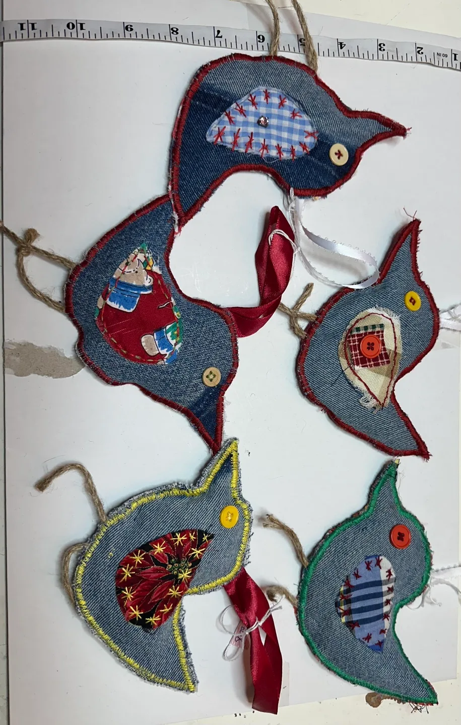 Handmade Denim Bird and Angel Ornaments image indicator(5)