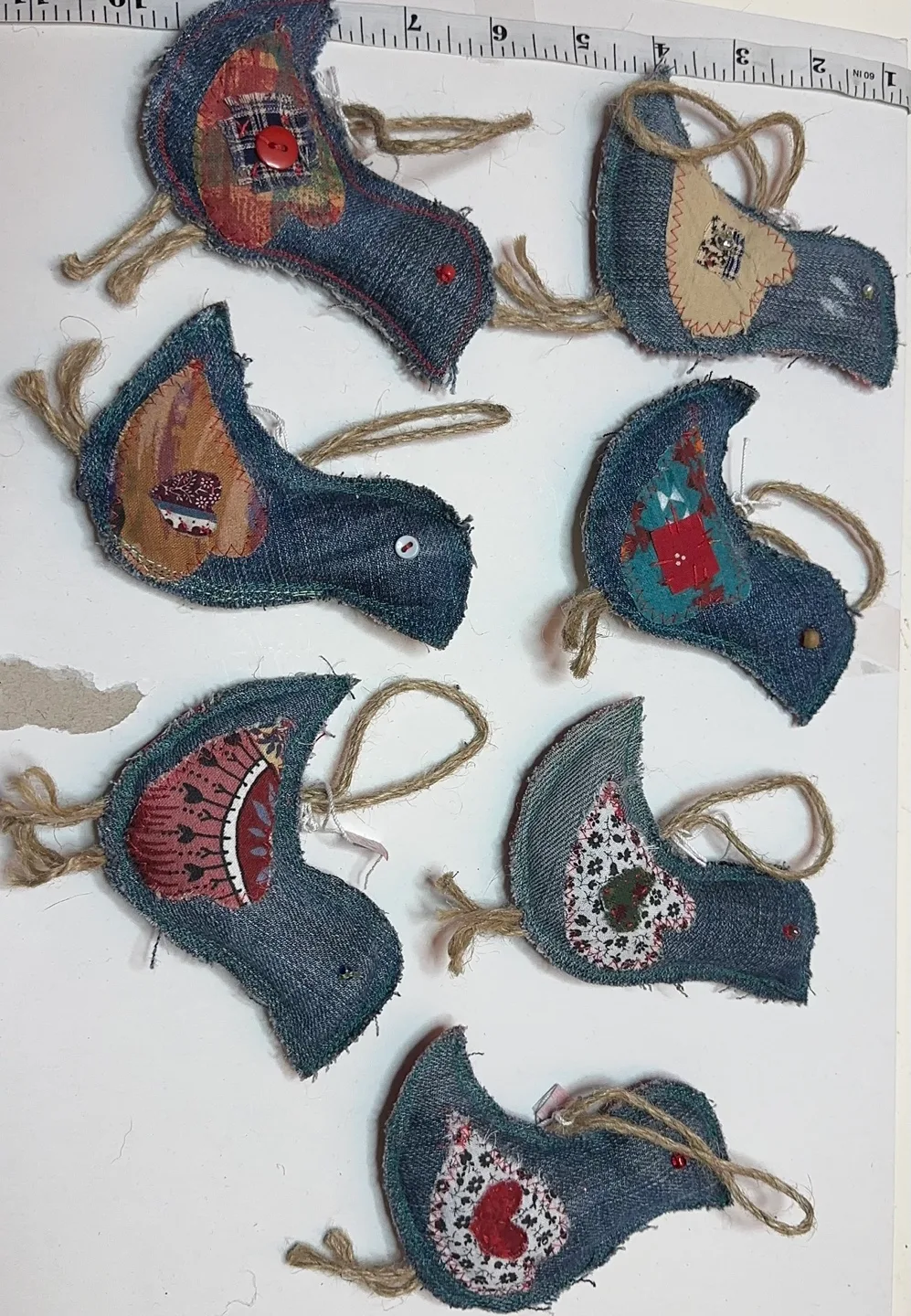 Handmade Denim Bird and Angel Ornaments image indicator(6)