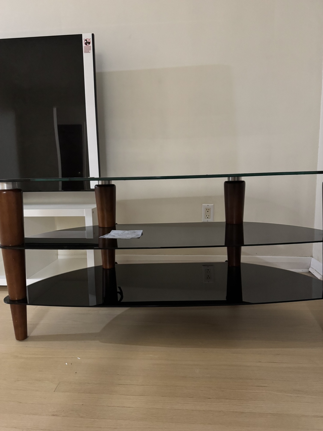 Black Tempered Glass TV Stand, no dents - photo 3
