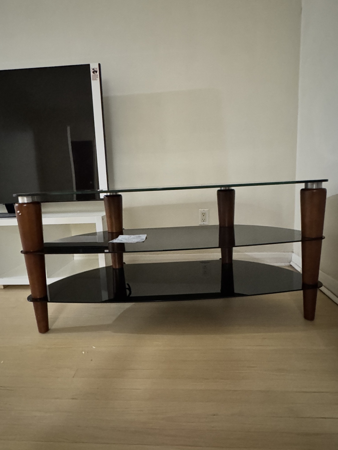 Black Tempered Glass TV Stand, no dents - photo 2