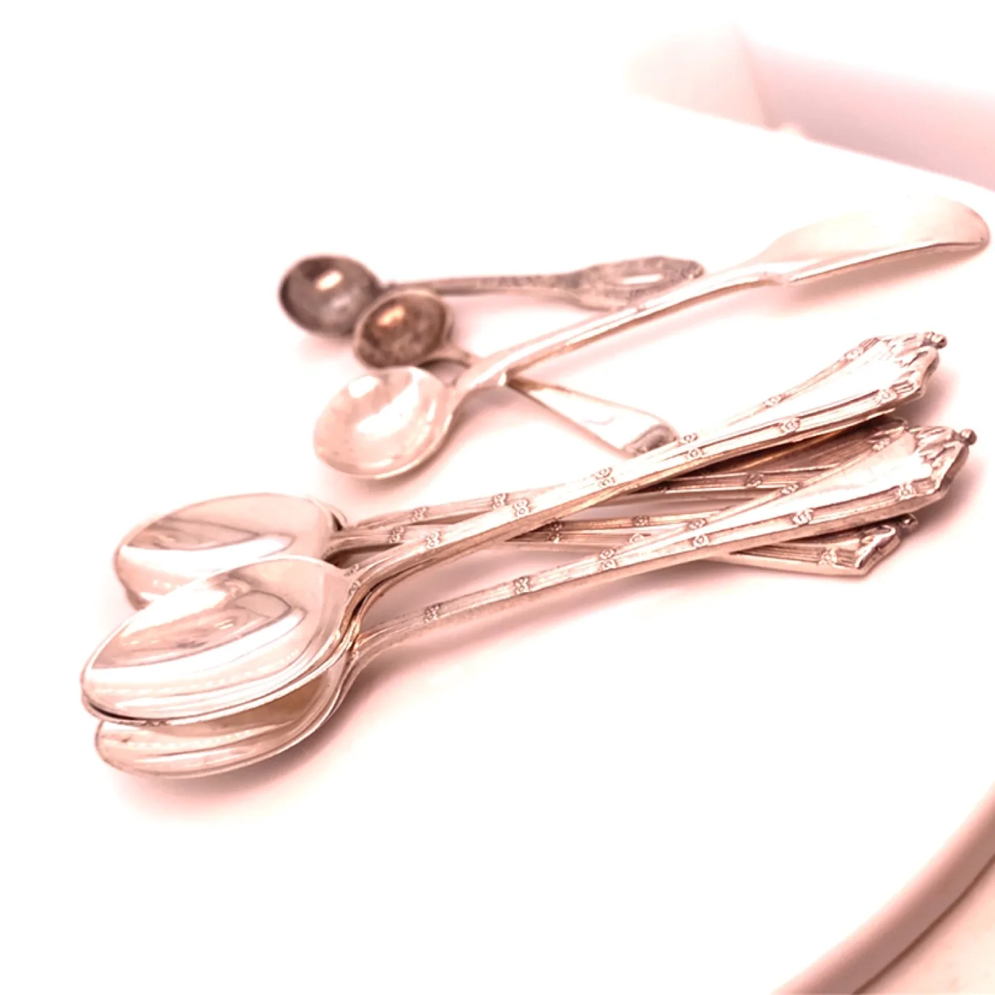 Lot of 8 Vintage Silver Teaspoons image indicator(4)