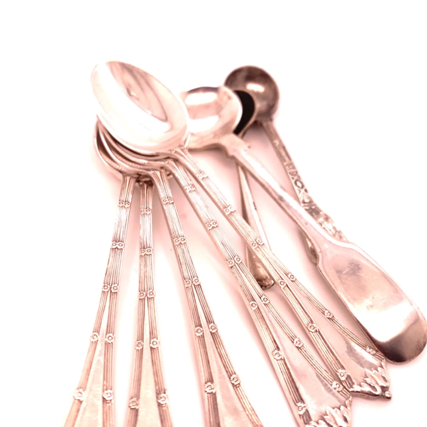 Lot of 8 Vintage Silver Teaspoons image indicator(2)