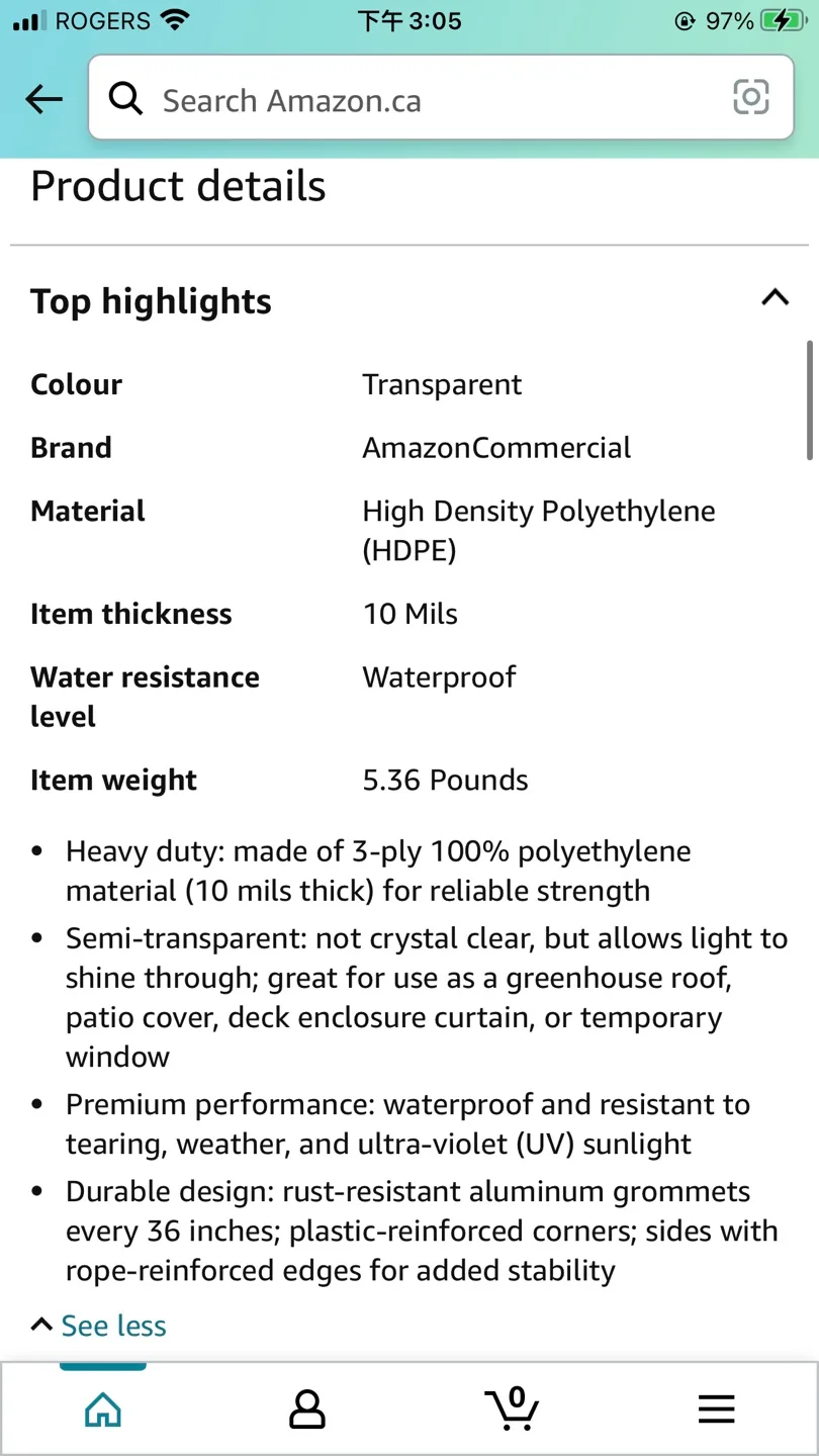 *Brand New* Heavy Duty Waterproof Clear Mesh Tarp, 8 x 16 ft. image indicator(7)