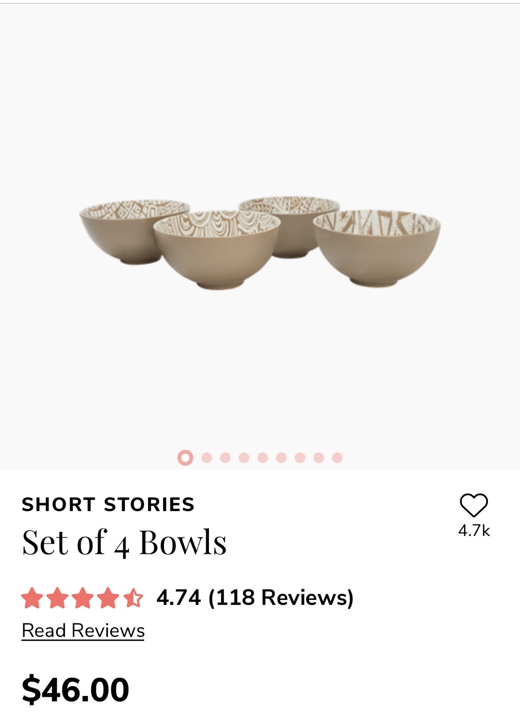 Short Stories Set of 4 Bowls