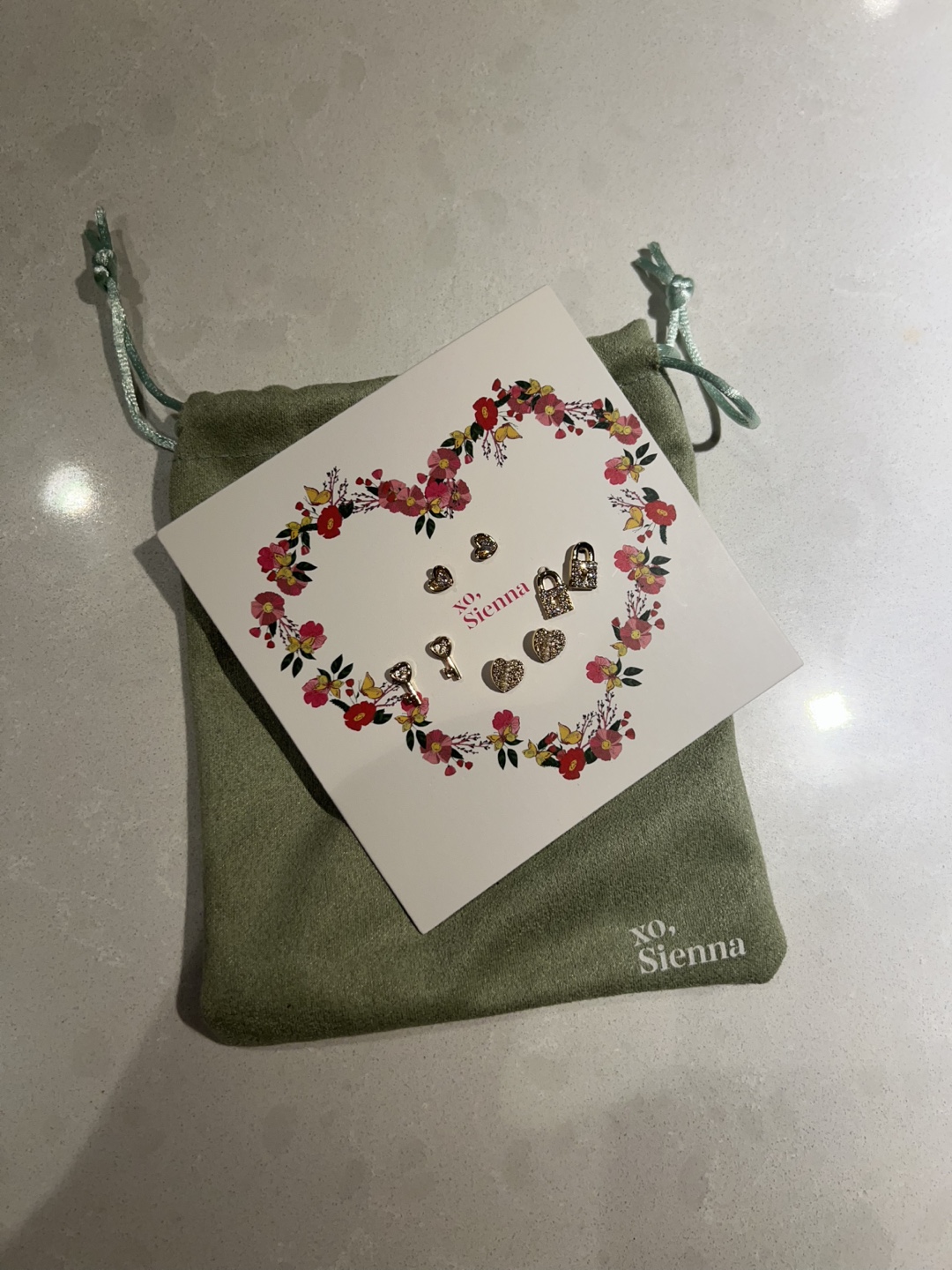 xo, Sienna Lock & Key Stud Set - 4 Pairs