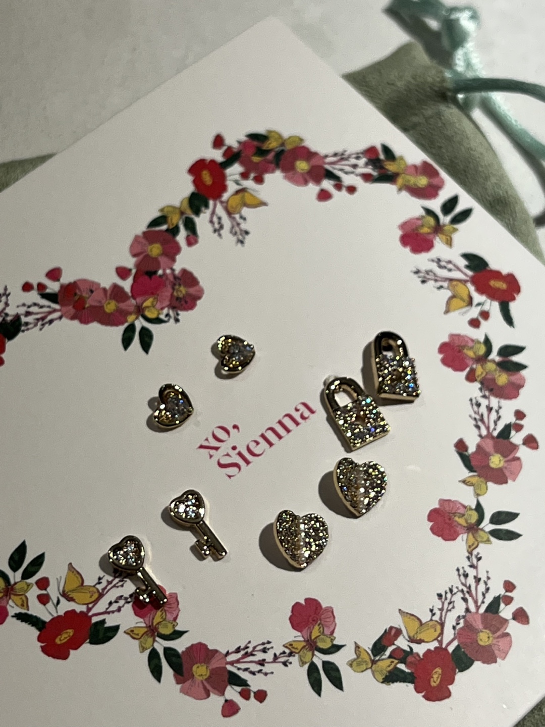 xo, Sienna Lock & Key Stud Set - 4 Pairs - photo 5
