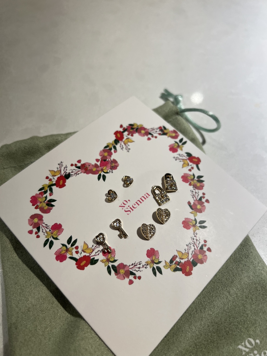 xo, Sienna Lock & Key Stud Set - 4 Pairs - photo 4