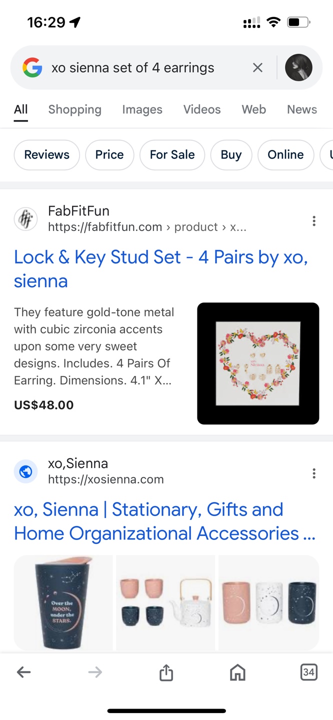 xo, Sienna Lock & Key Stud Set - 4 Pairs - photo 2