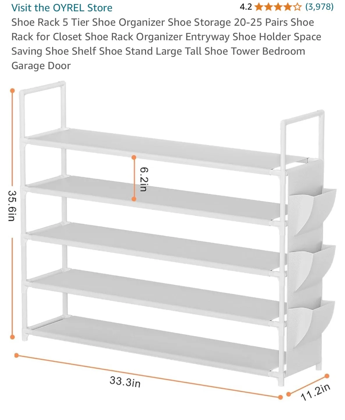 5 Tier Shoe Rack Organizer - White image indicator(2)
