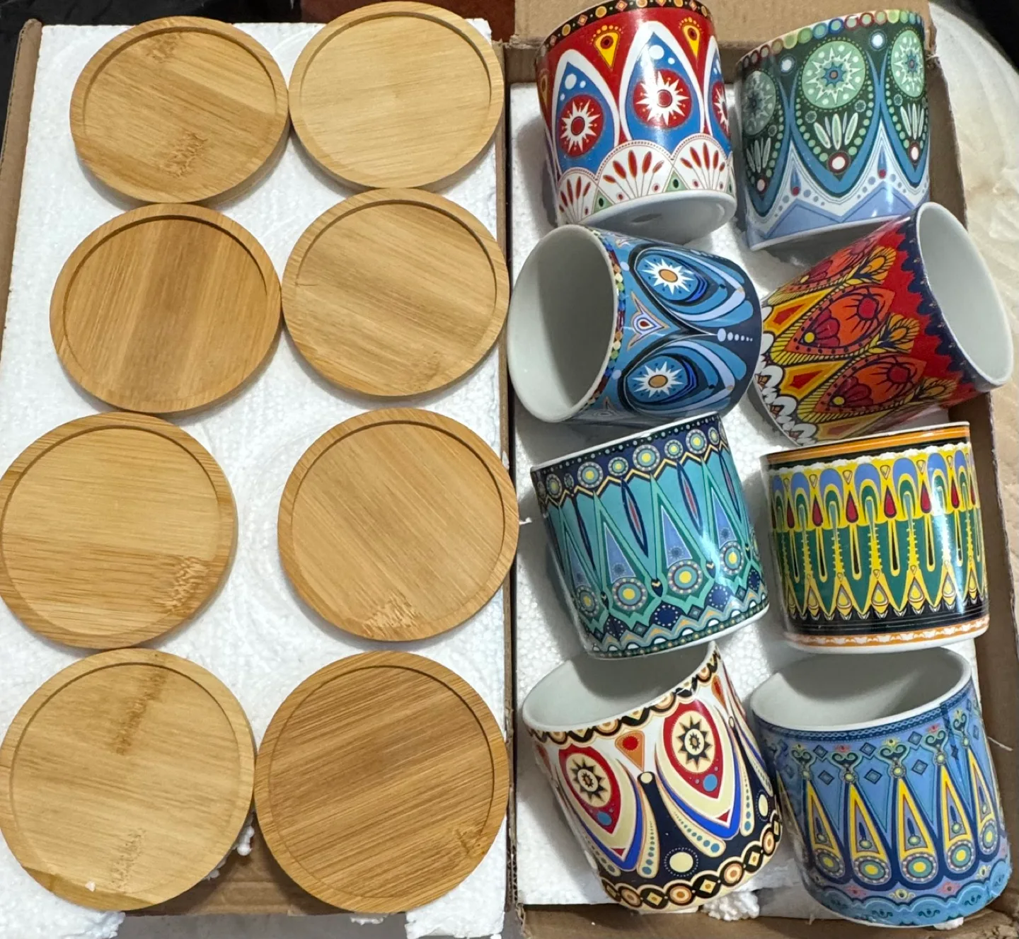 8 Pack Ceramic Succulent Pots with Bamboo Tray image indicator(4)