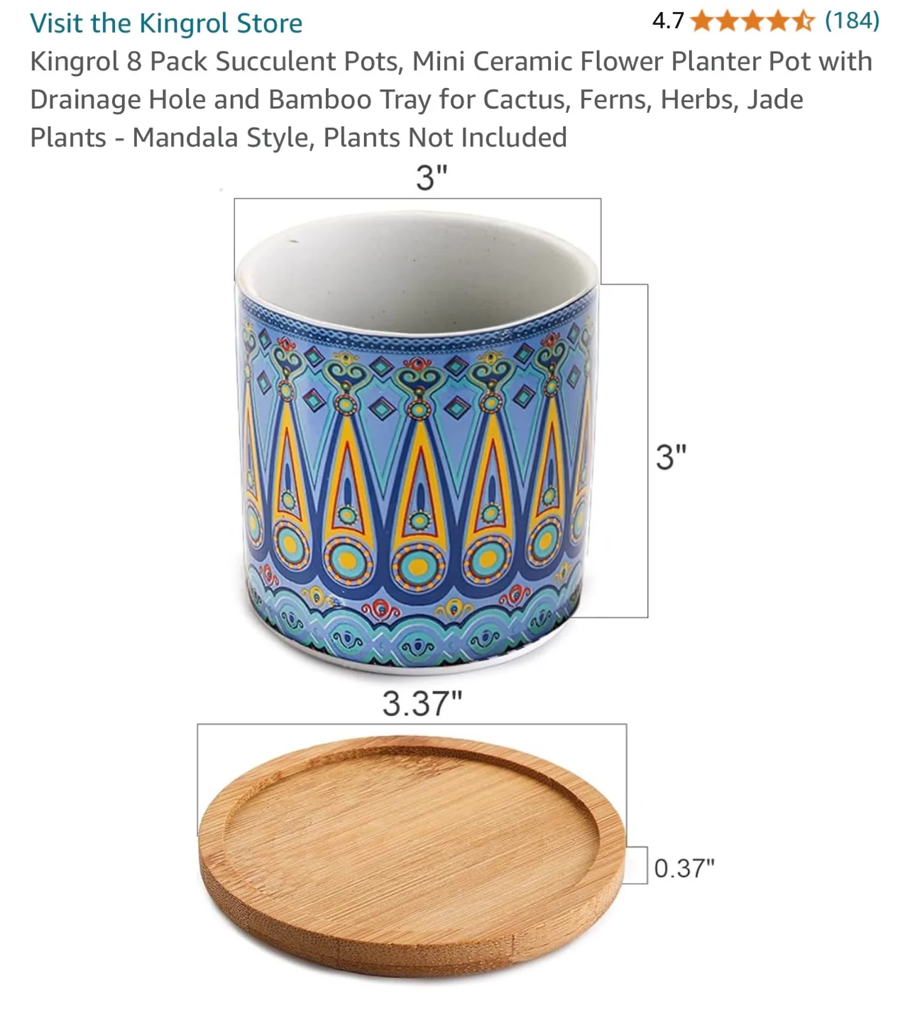 8 Pack Ceramic Succulent Pots with Bamboo Tray image indicator(2)