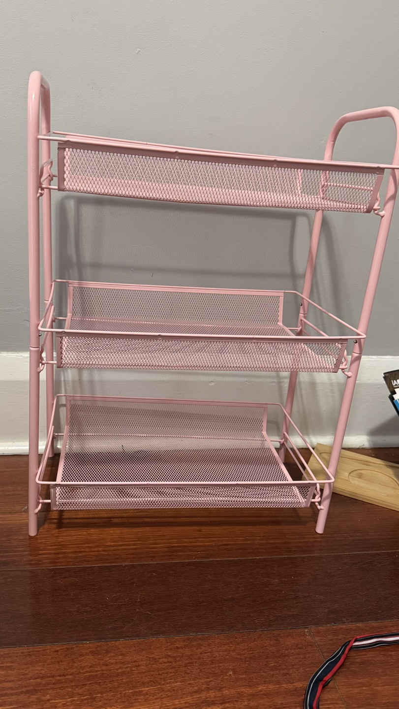 Pink 3-Tier Rolling Utility Cart - photo 3