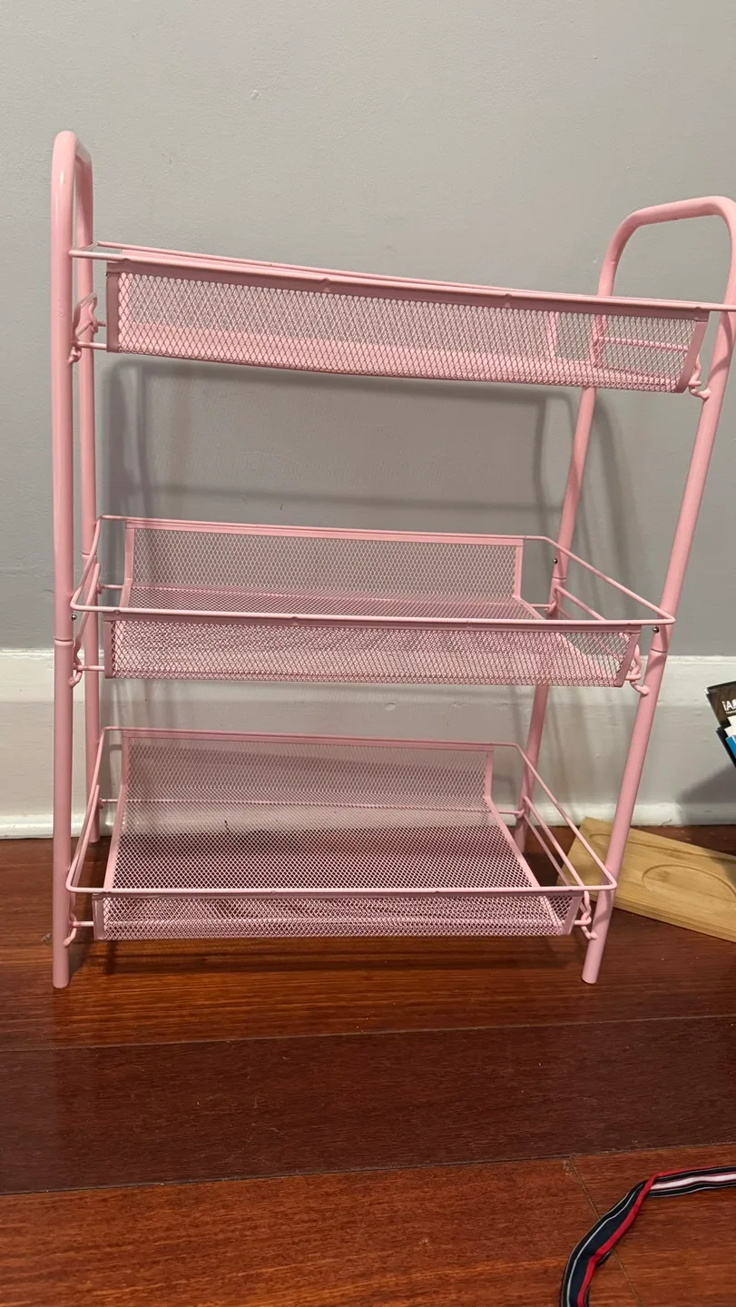 Pink 3-Tier Rolling Utility Cart image indicator(3)