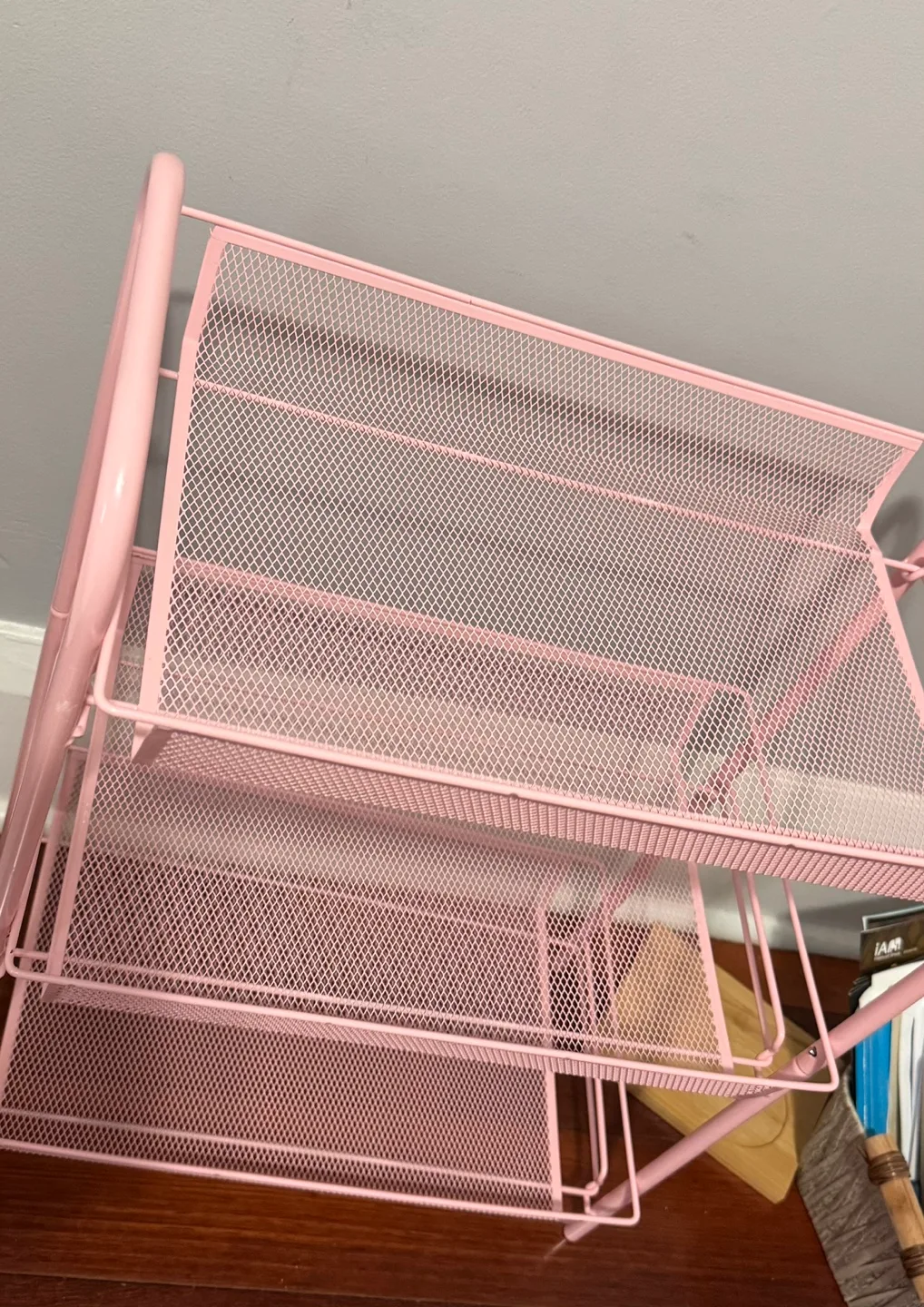 Pink 3-Tier Rolling Utility Cart image indicator(4)