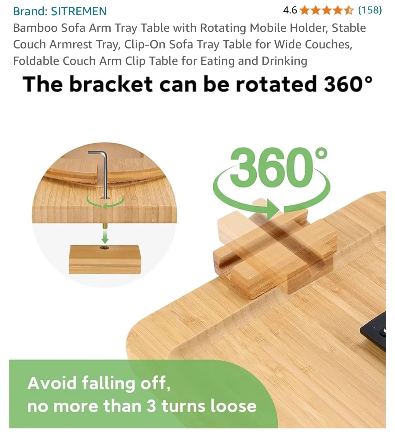 Bamboo Sofa Arm Tray Table image indicator(2)