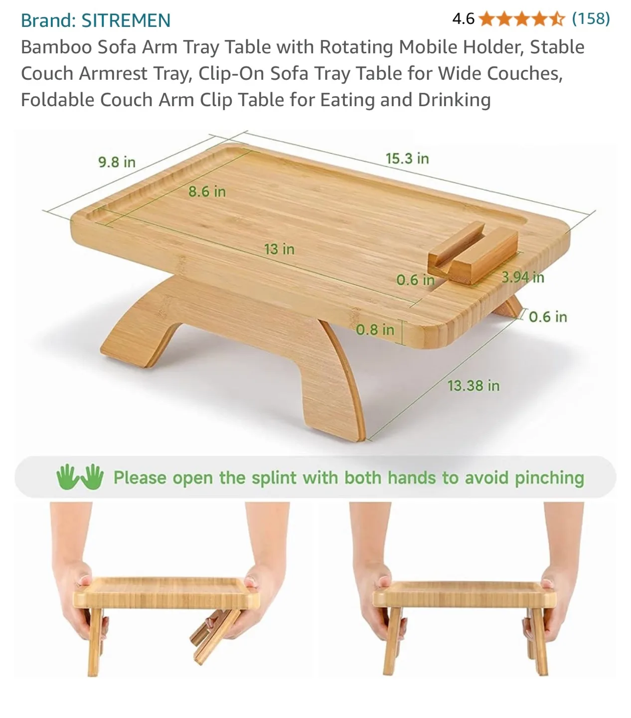 Bamboo Sofa Arm Tray Table image indicator(3)