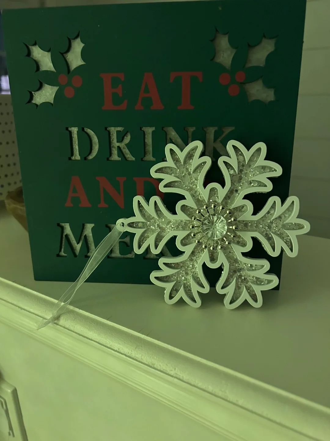 White Glitter Snowflake Ornament thumbnail