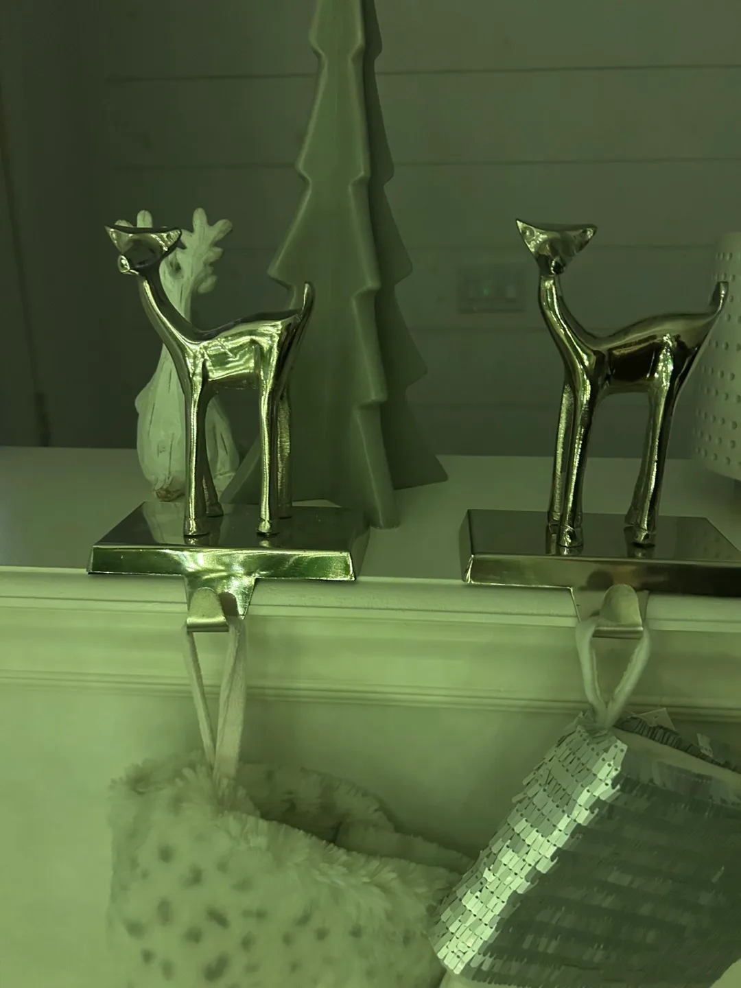 Set of 2 Silver Deer Stocking Holders thumbnail