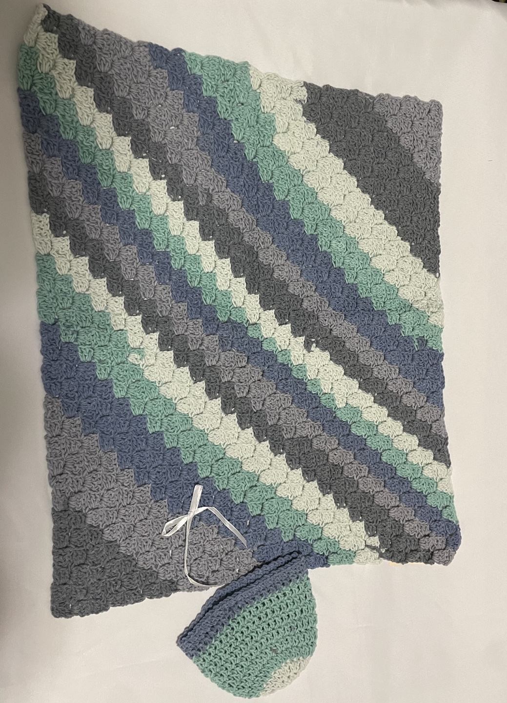 Handmade Crochet Baby Blanket and Hat Set