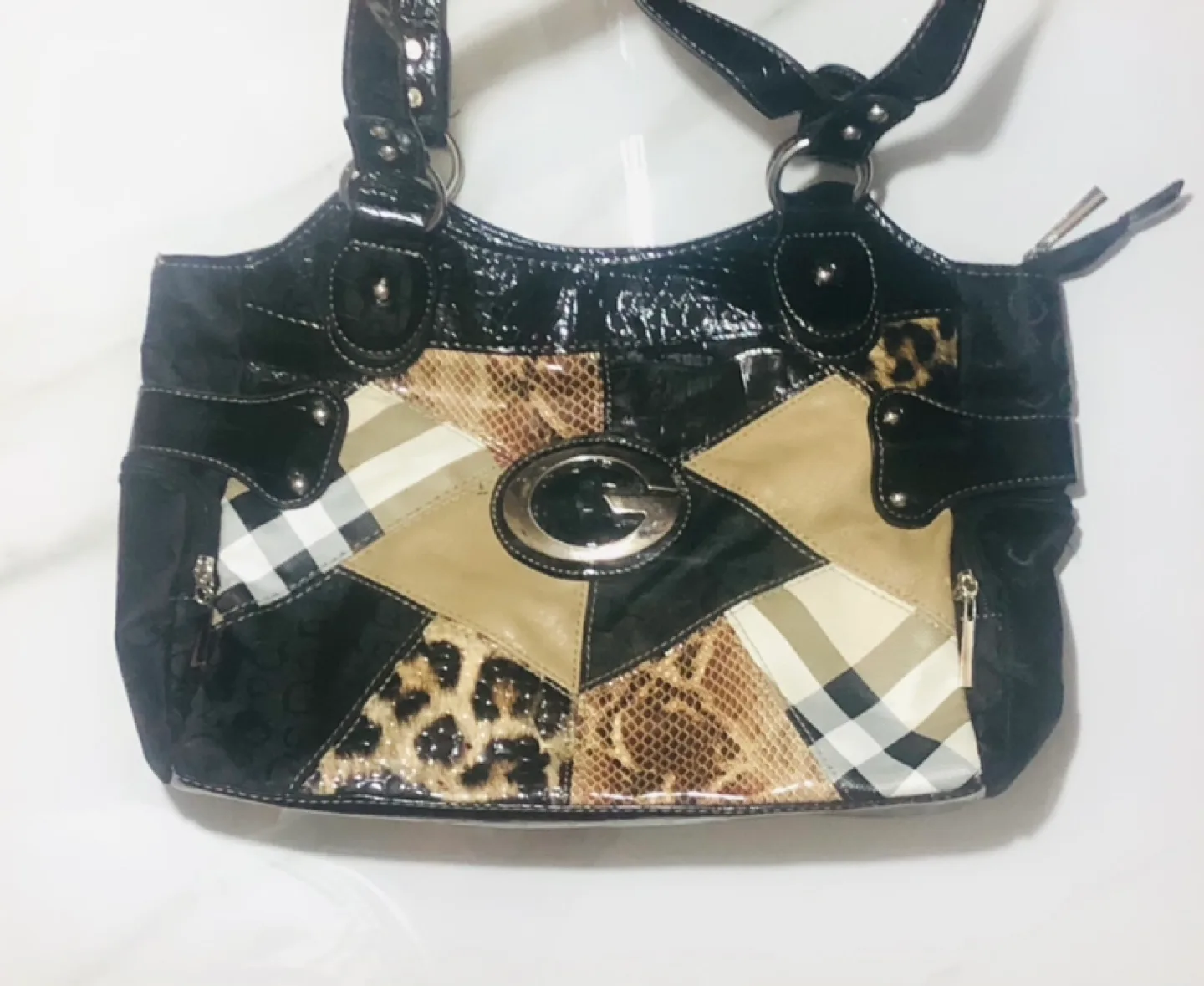 Guess Black Patchwork Handbag thumbnail