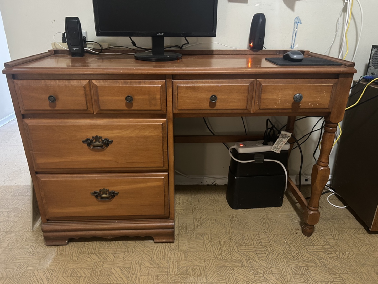 Wooden Desk with Drawers