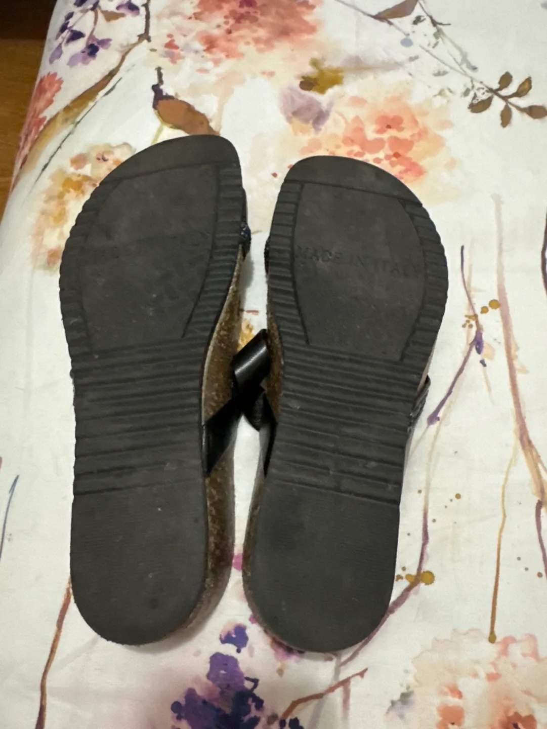 Black Leather Wedge Sandals image indicator(3)