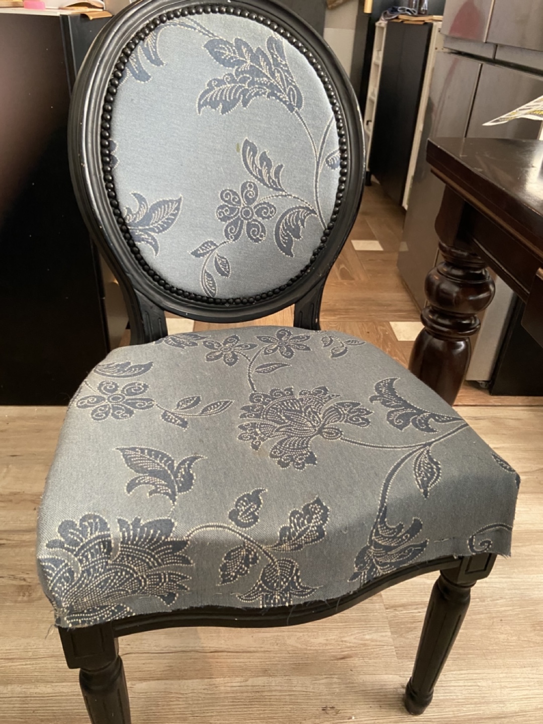 Black and Blue Floral Dining Chair