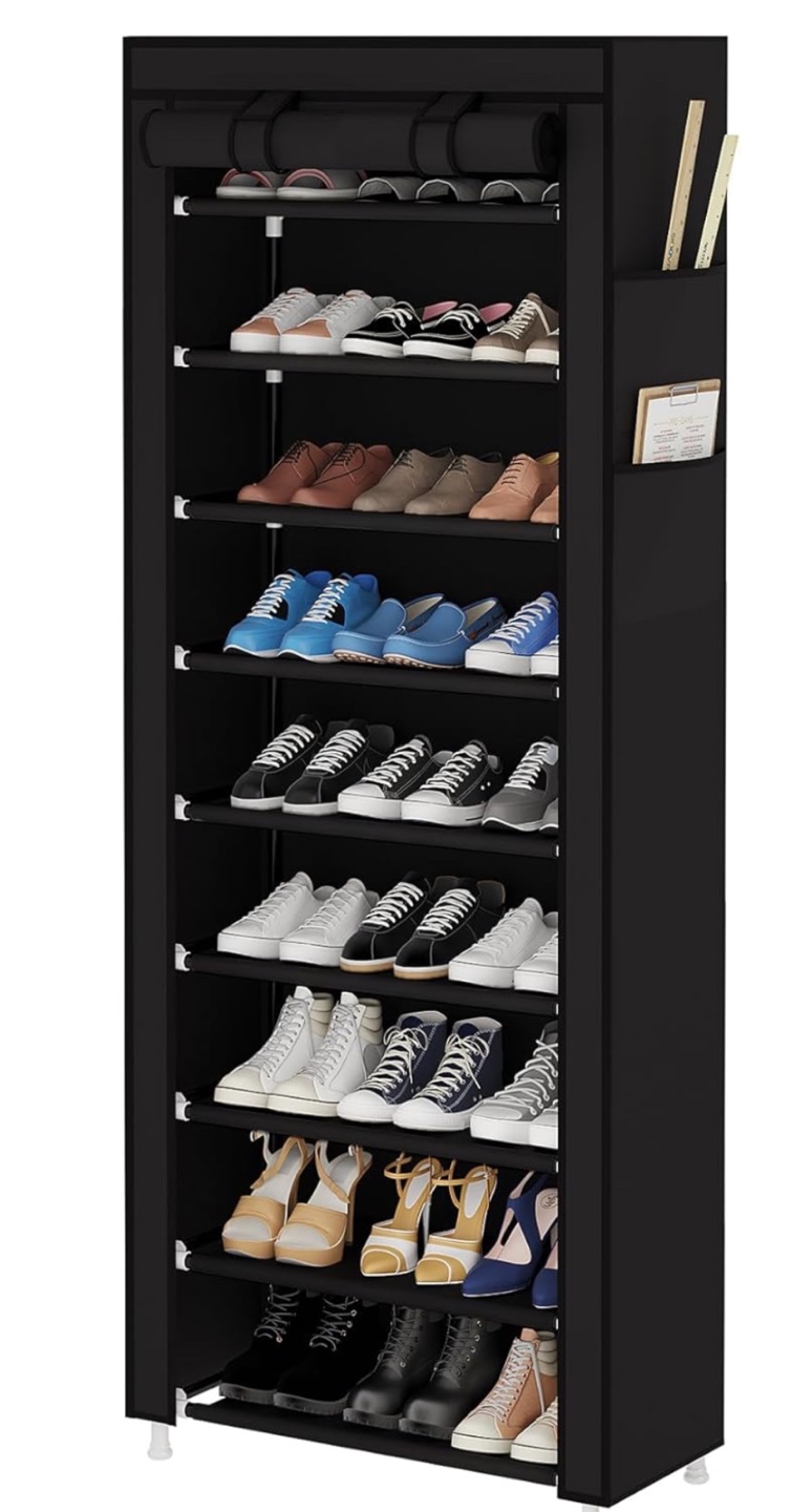Black Fabric Shoe Rack