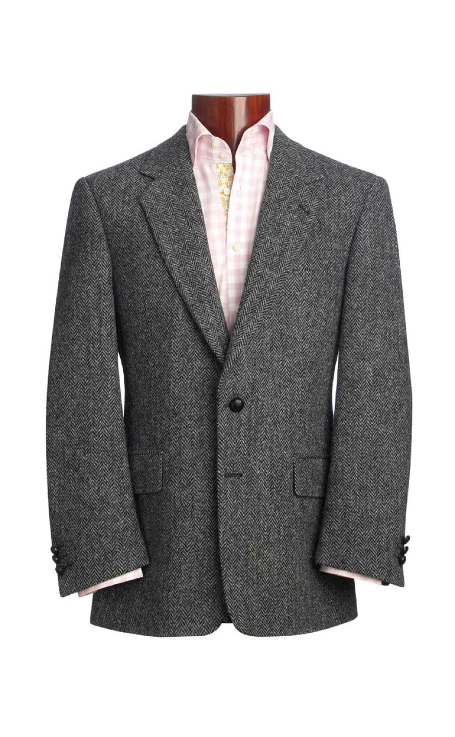 Harris Tweed Ridge Blue Herringbone Jacket Suit Blazer thumbnail