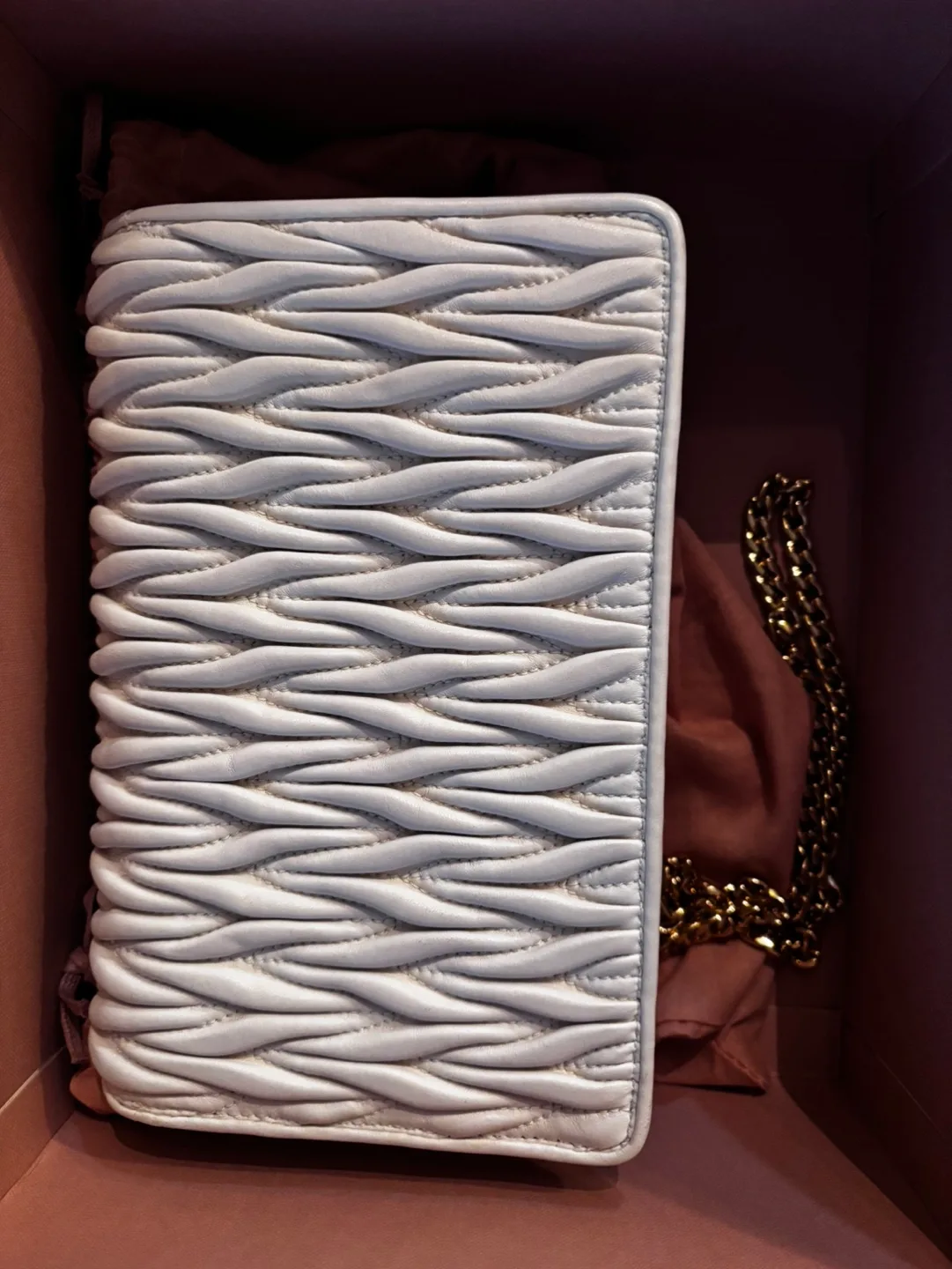 Authentic Miu Miu White Quilted Leather Shoulder Bag image indicator(5)