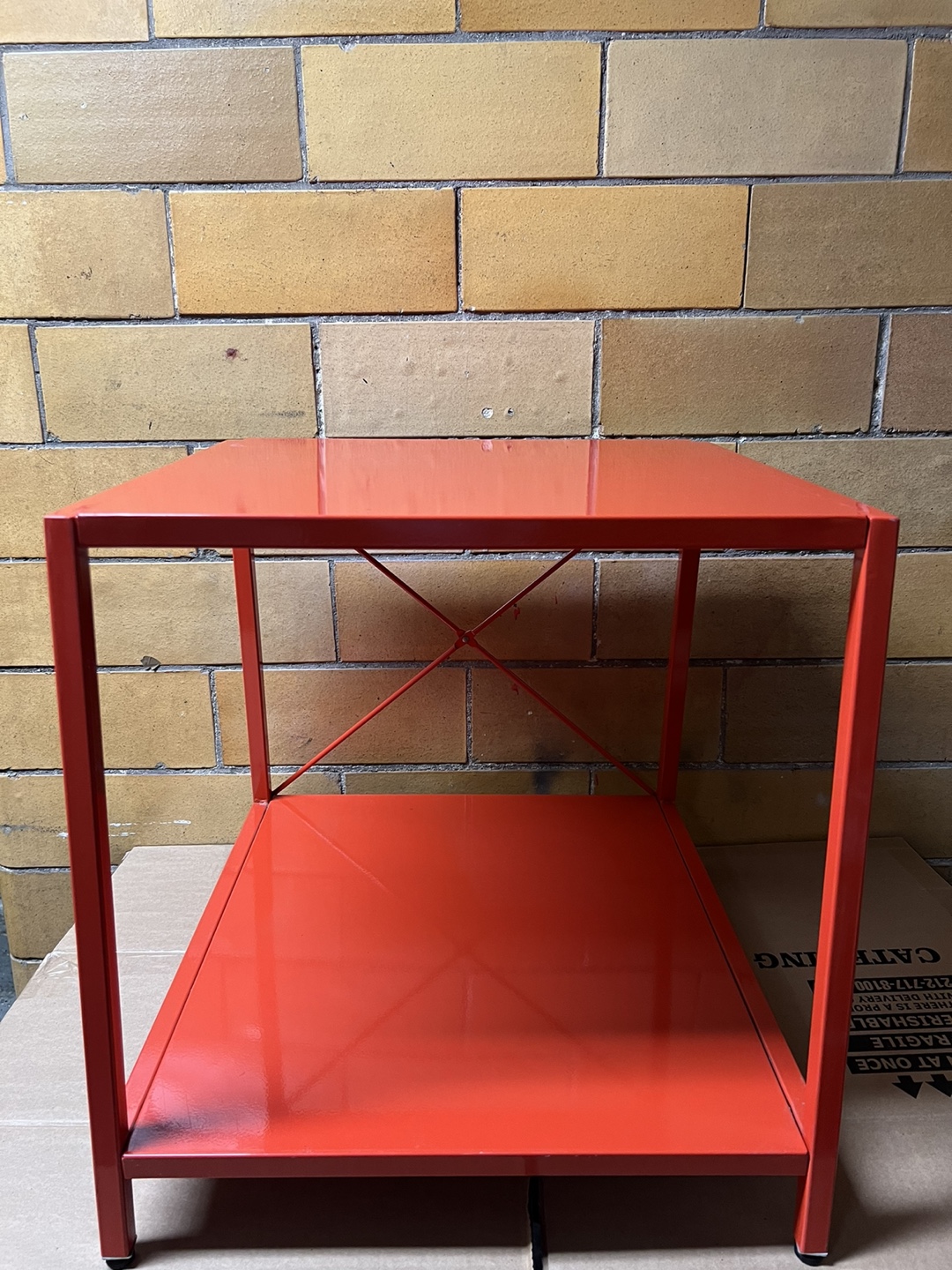 CB2 Red Metal Side Table