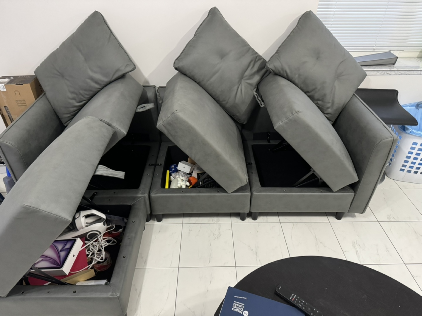 Grey Sectional Sofa with Storage - photo 5