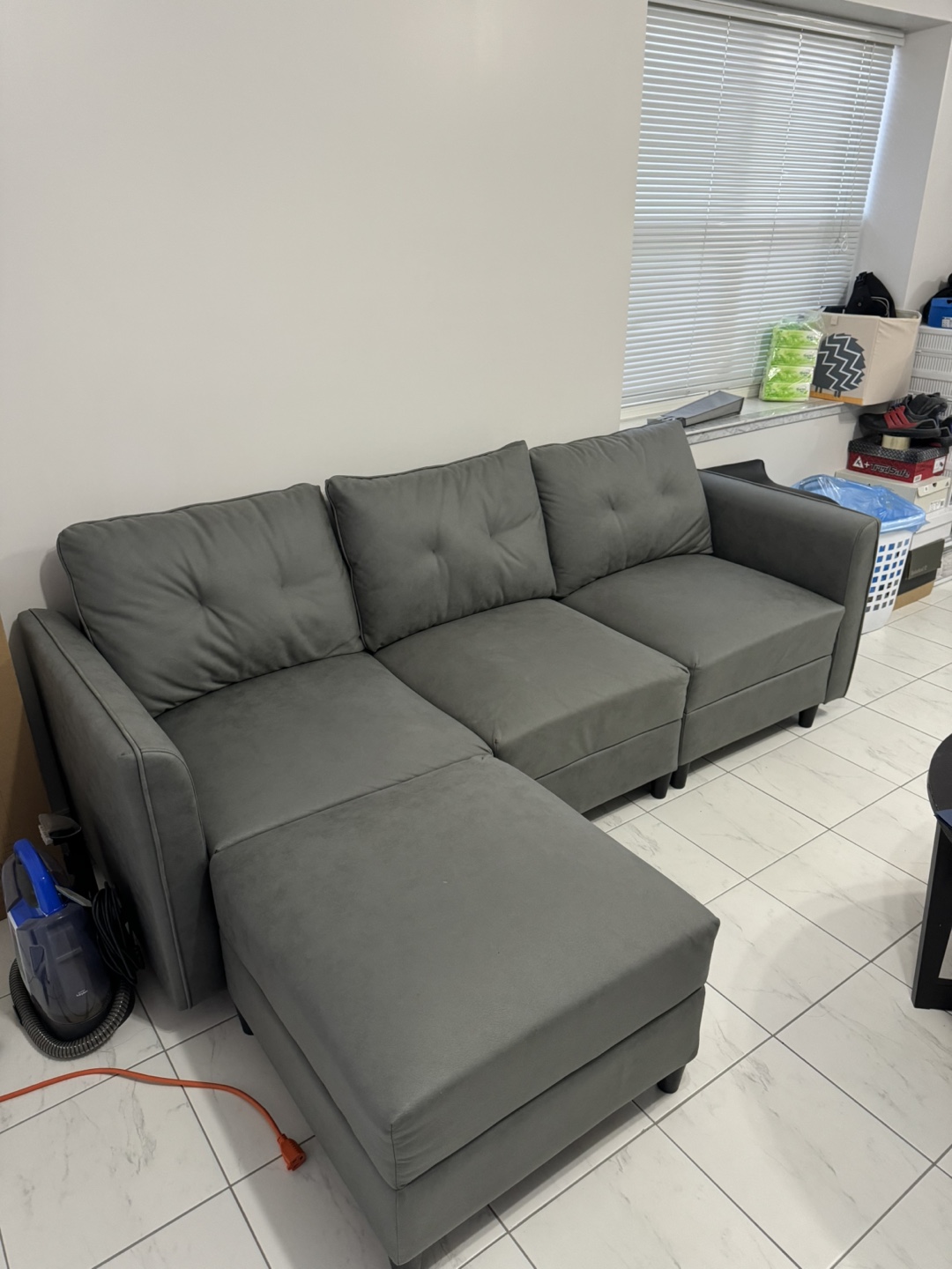 Grey Sectional Sofa with Storage