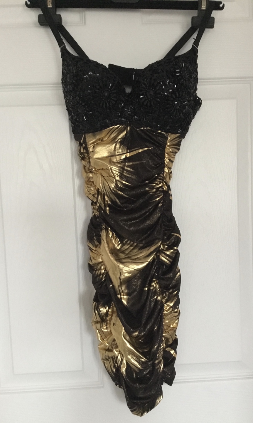 Black and Gold Sequin Party Dress