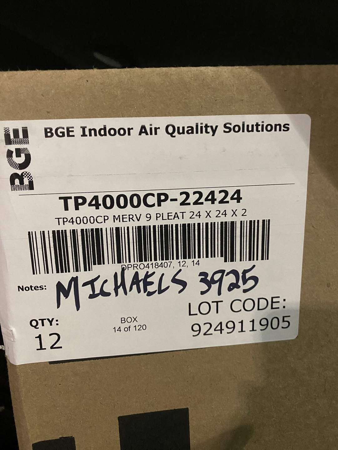 BGE TP4000CP-22424 Air Filter