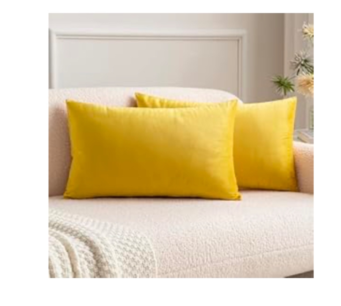 Yellow Velvet throw Pillow