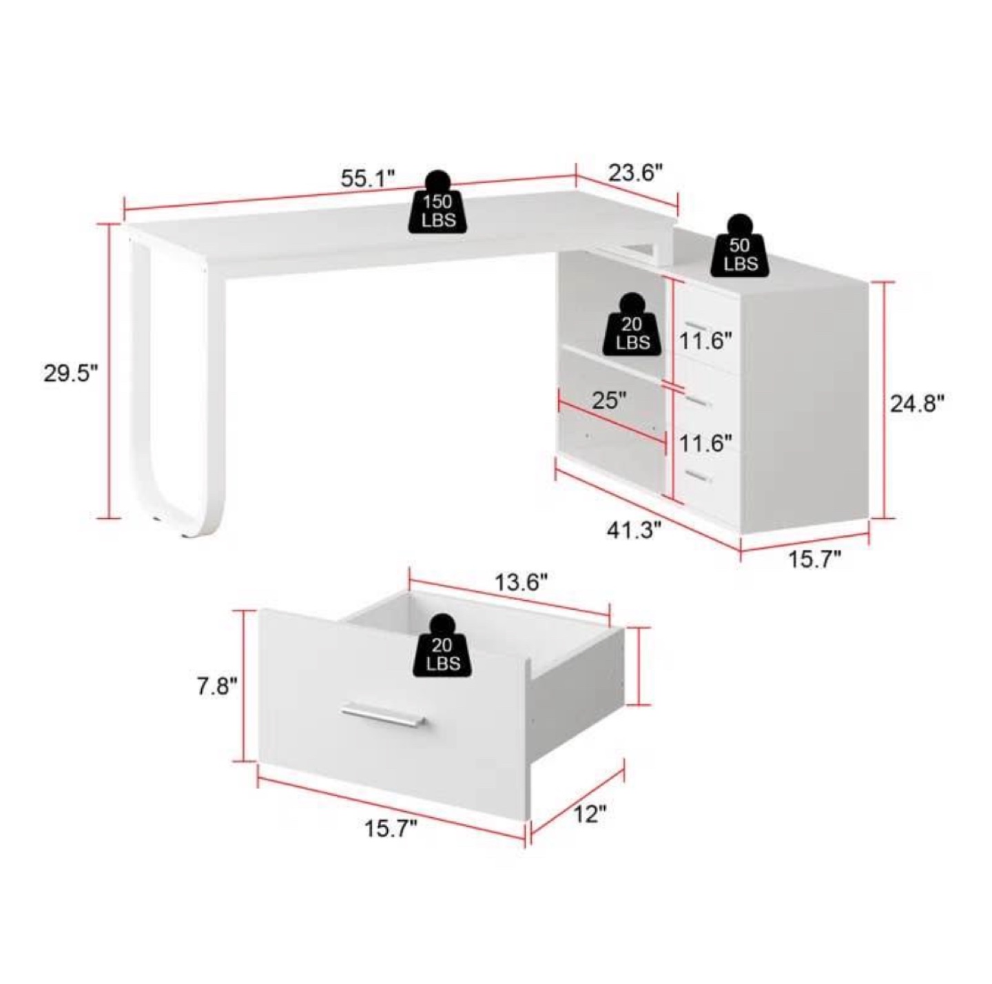 White Corner Desk - photo 2