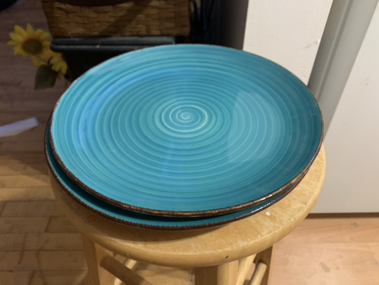 2 Teal Dinner Plates
