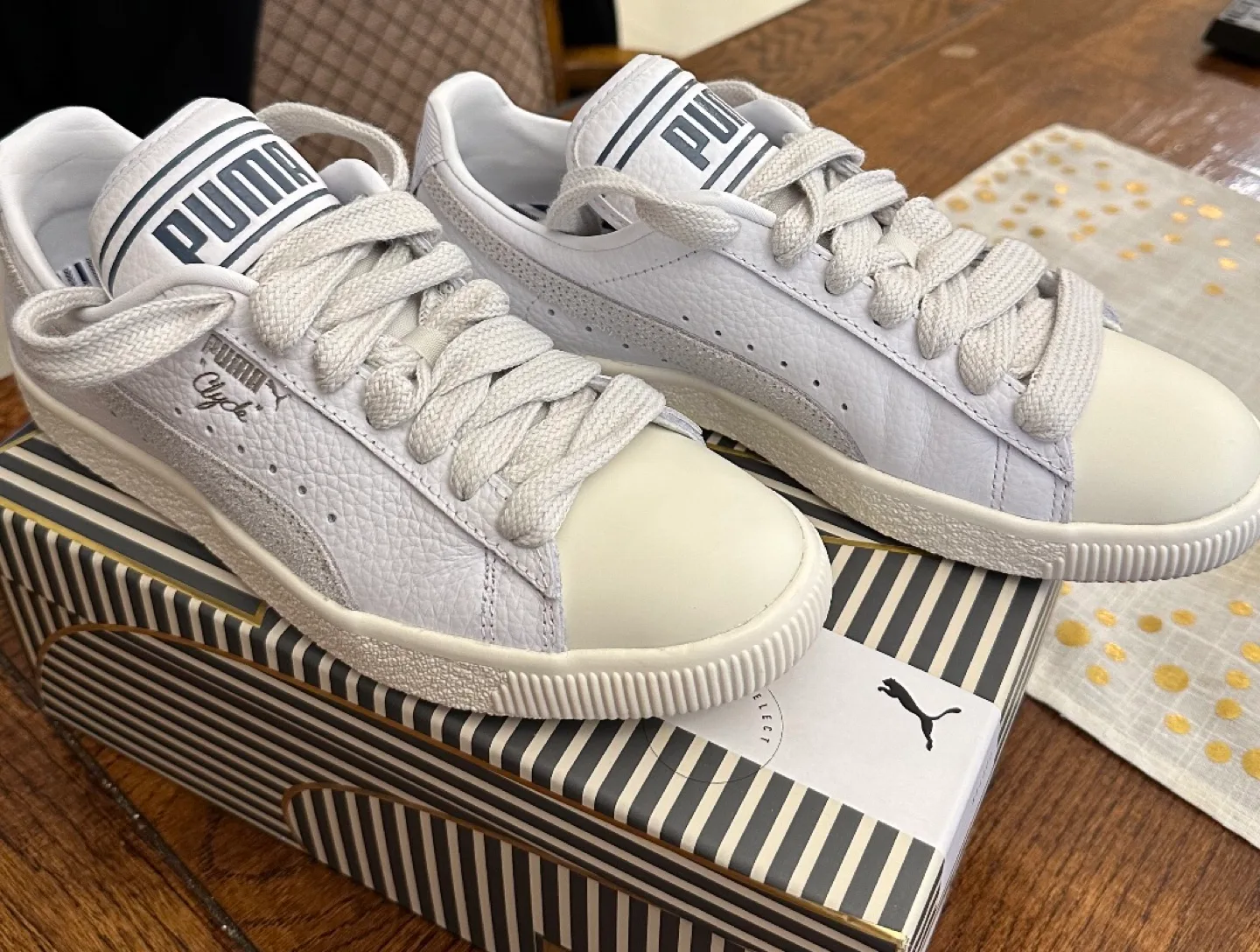 Puma Clyde 02  White/Gray Men’s Sneakers Size 7 image indicator(5)