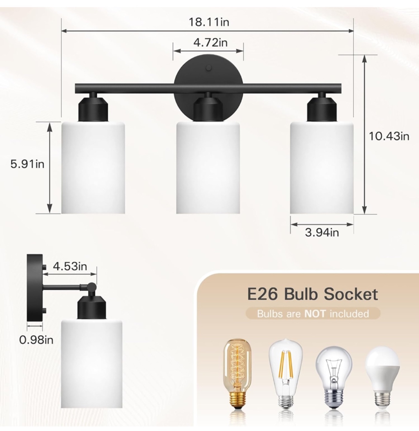 Black Bathroom Vanity Light Fixture - photo 2