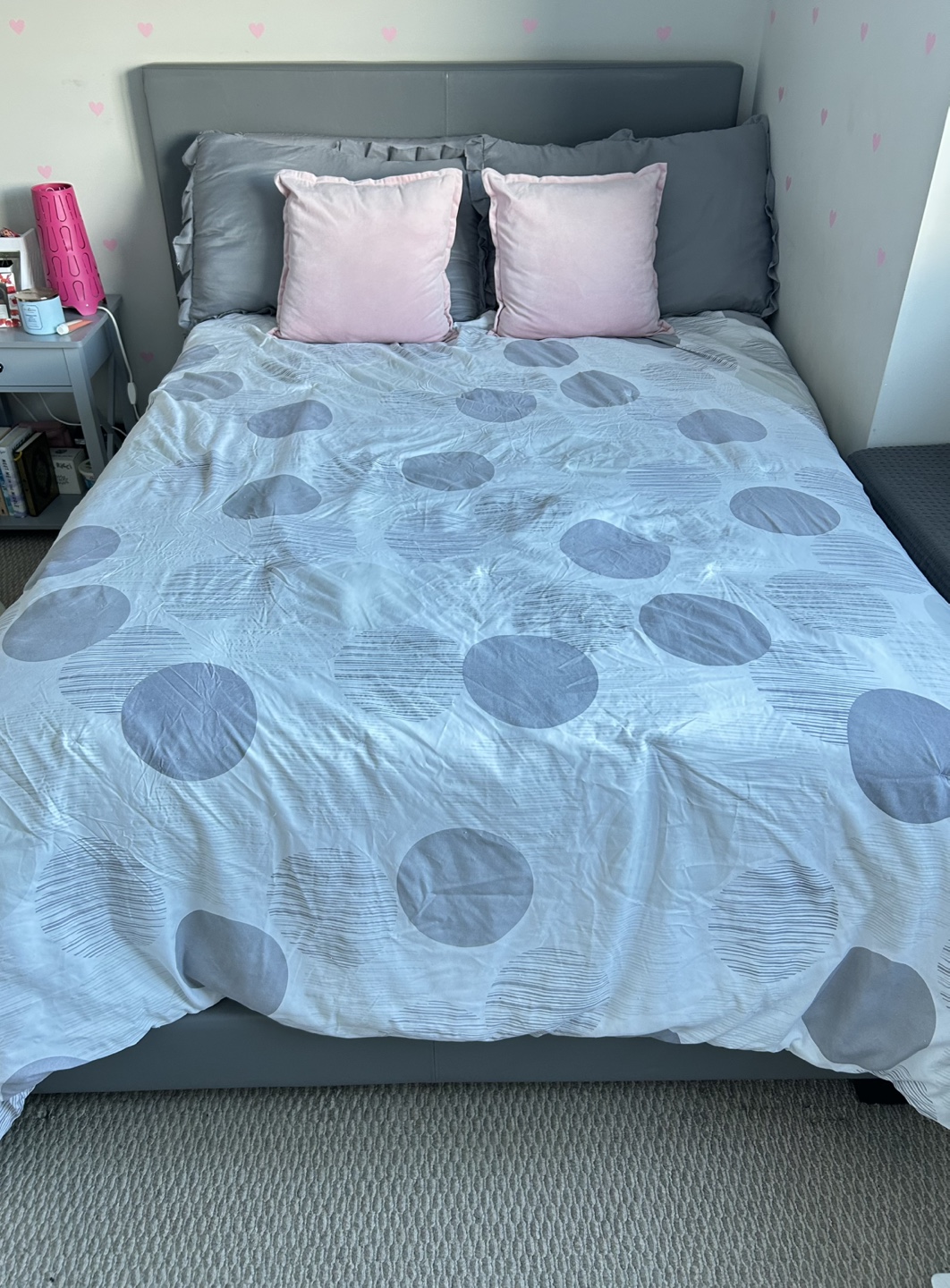 Grey leatherette bed frame