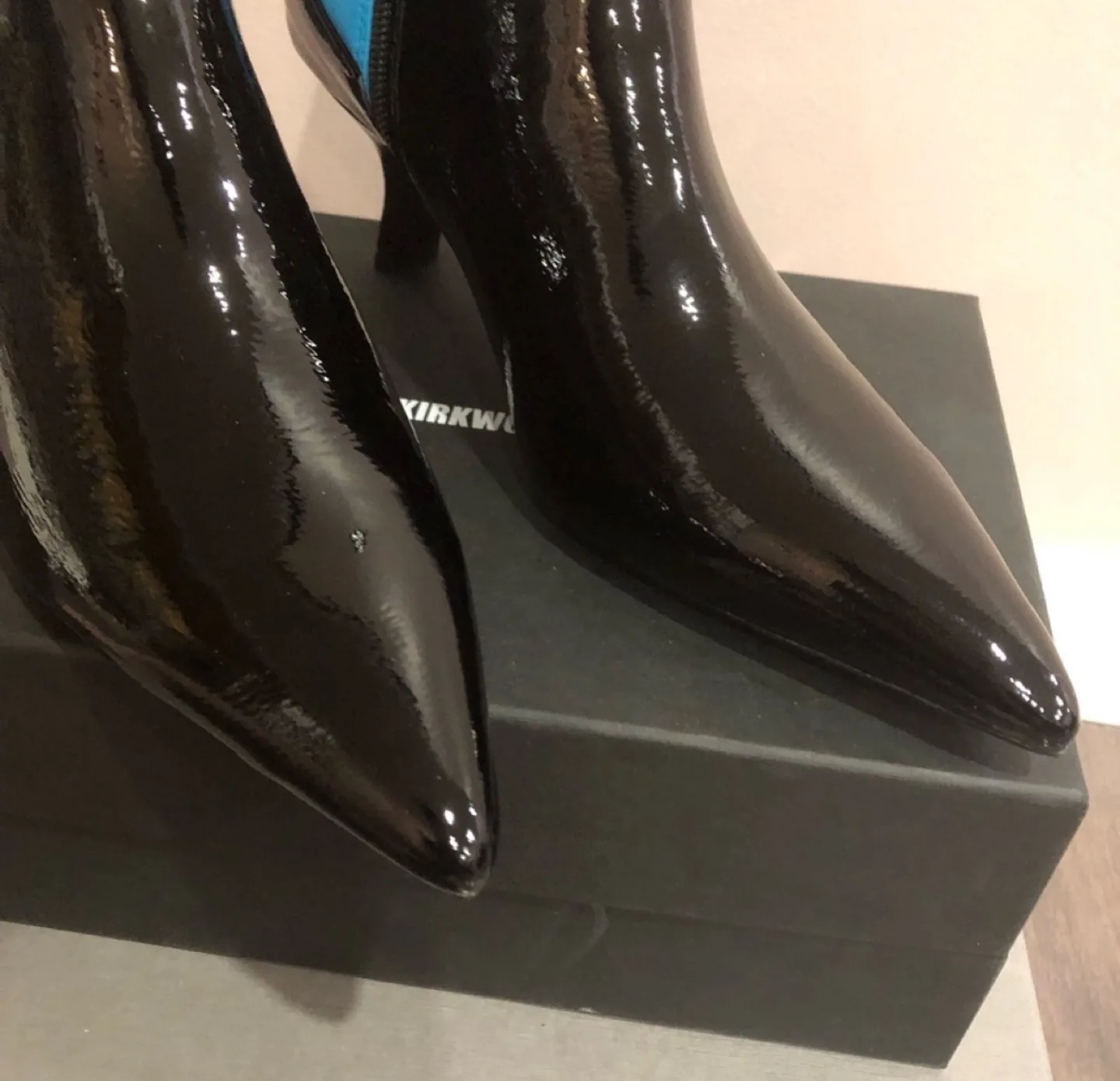 Caverley. Black and Blue Patent Leather Boots image indicator(2)