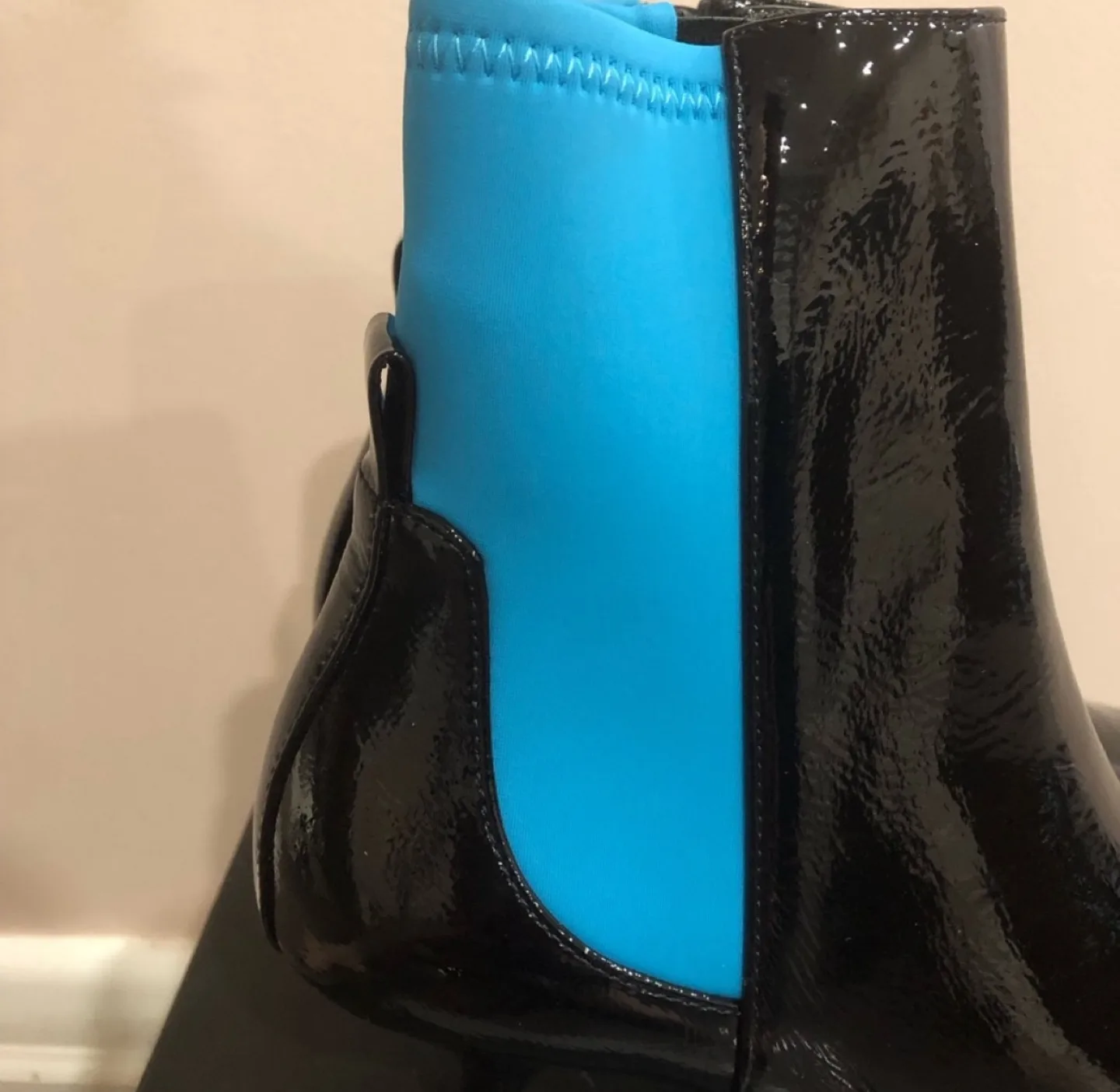 Caverley. Black and Blue Patent Leather Boots image indicator(3)