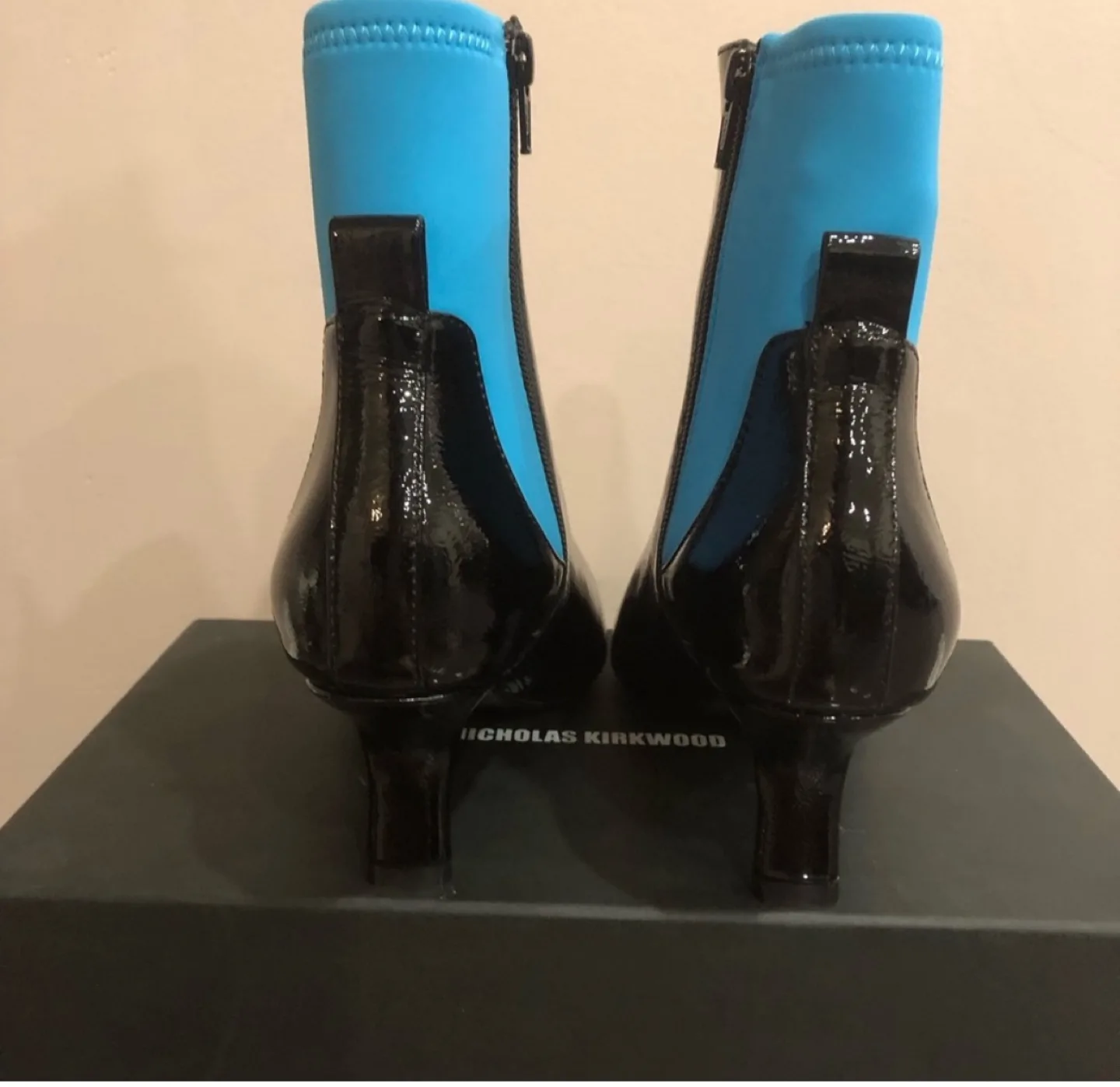 Caverley. Black and Blue Patent Leather Boots image indicator(5)