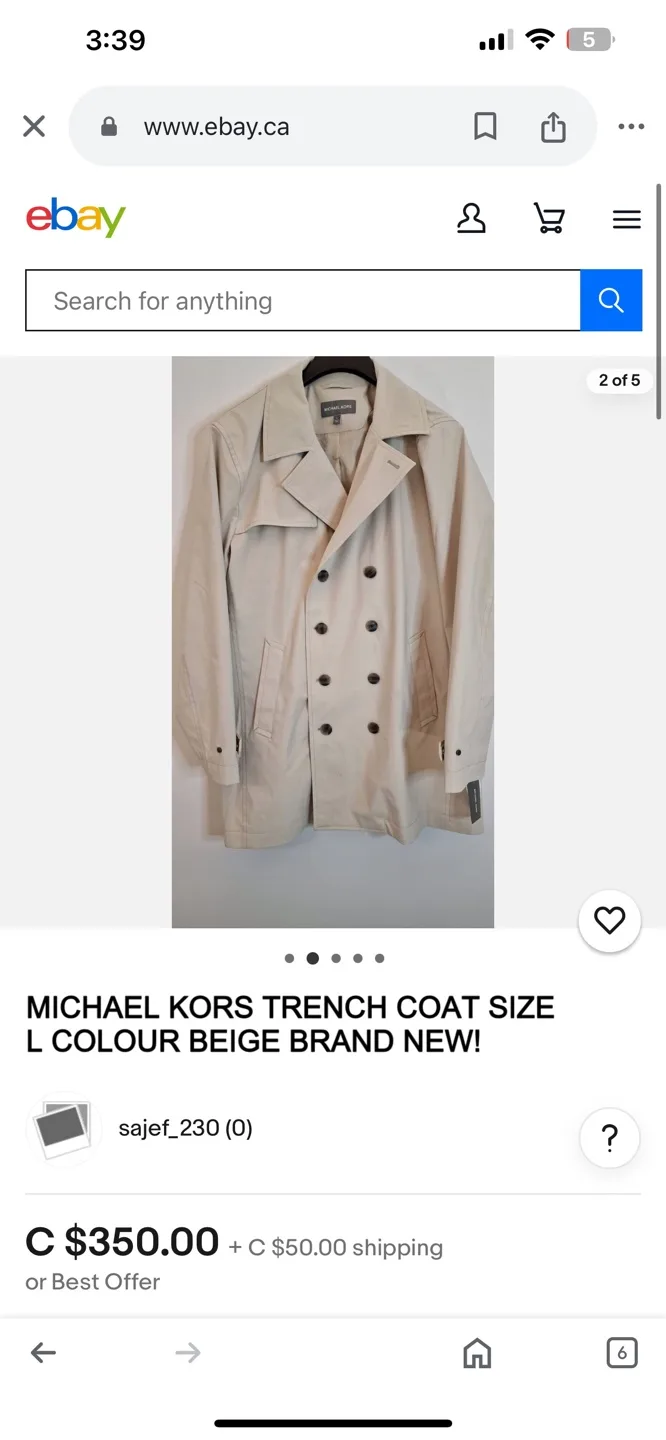 MICHAEL KORS Brand New Beige TRENCH COAT Unisex Size M image indicator(4)