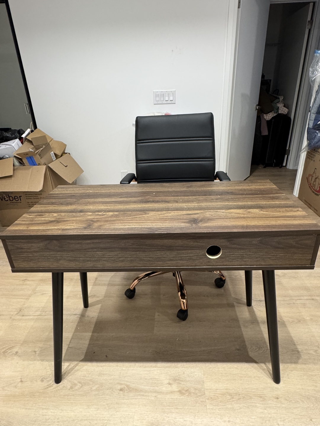 Modern Writing/Office/Console Desk with Drawer and Shelf - photo 2