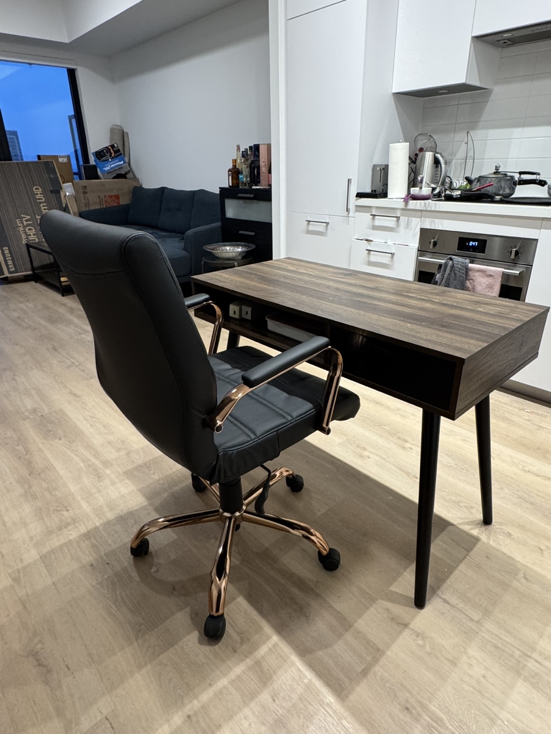 Modern Writing/Office/Console Desk with Drawer and Shelf