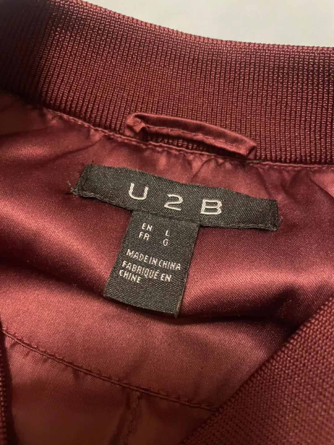 Burgundy Satin Bomber Women’s Jacket Size Large image indicator(2)