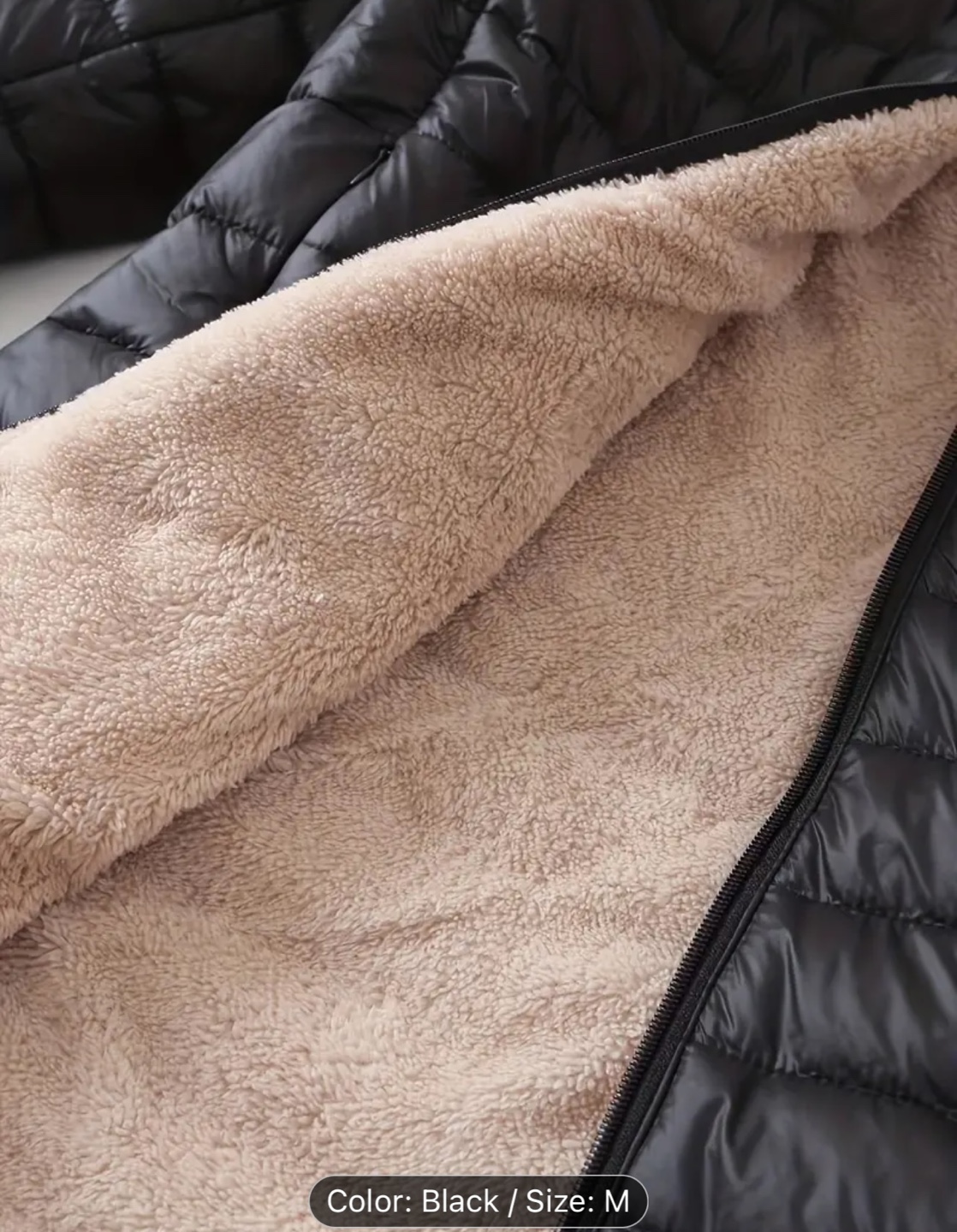 Black Hooded Puffer Jacket with Fleece Lining - photo 4
