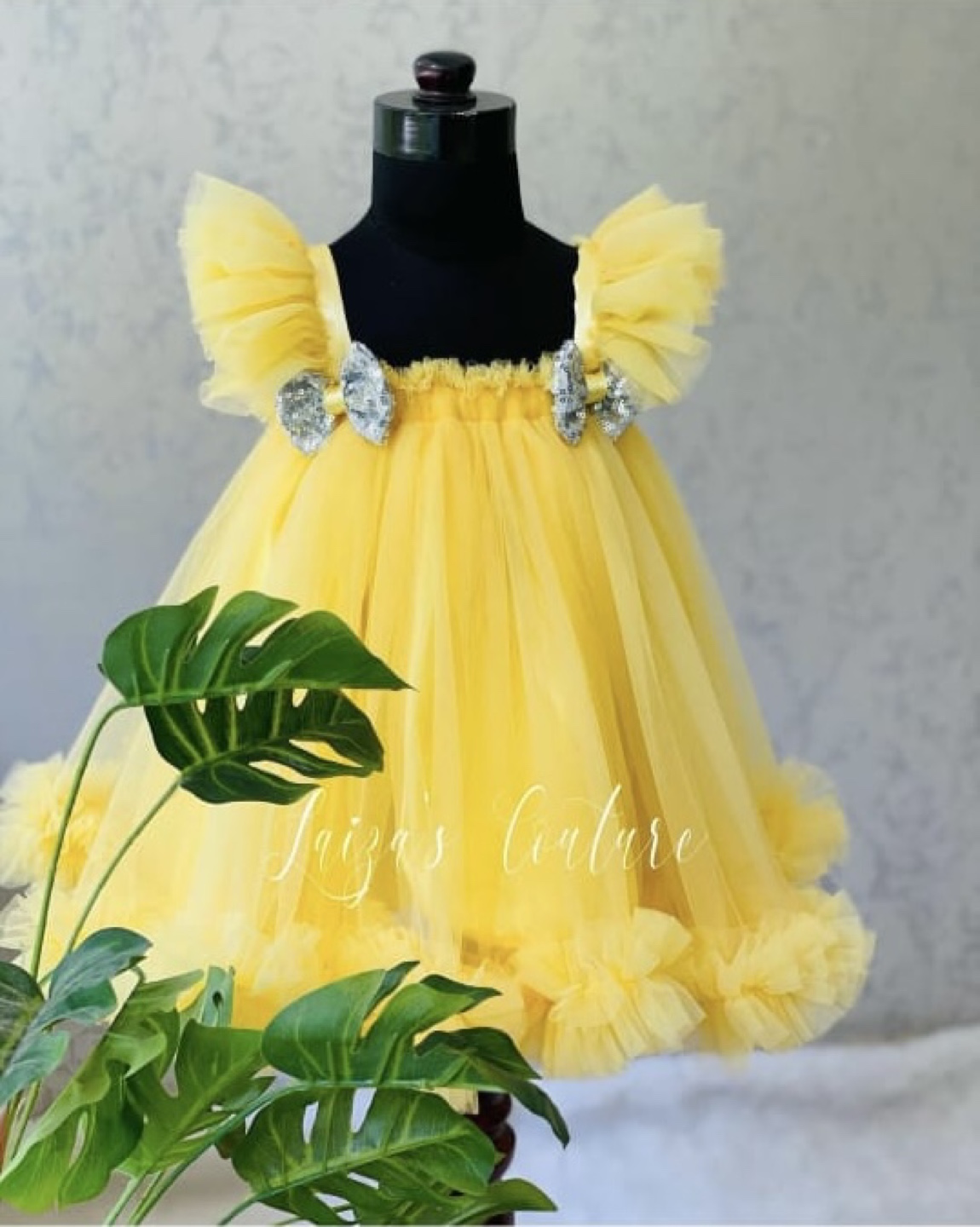 Yellow Tulle Dress with Silver Bow - photo 2